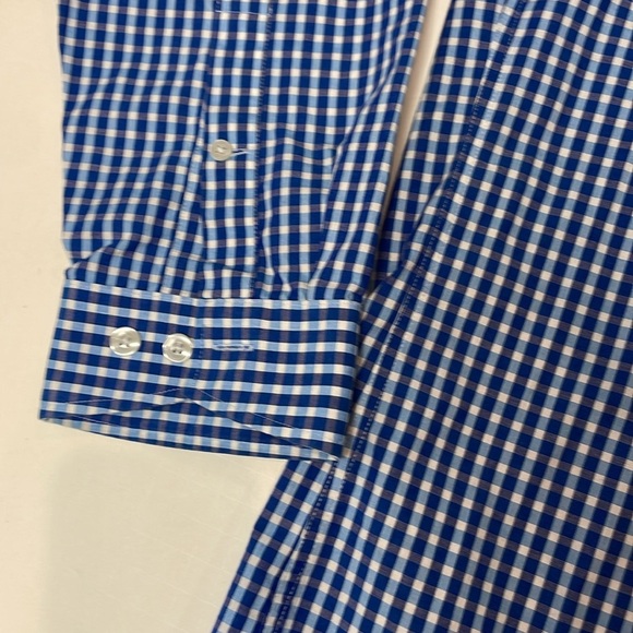 Esquire Men’s Performance Slim Fit Long Sleeve Blue and White Shirt 17 34/35 - Picture 12 of 13